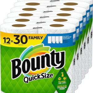 Bounty Quick-Size Paper Towels, White, 12 Family Rolls = 30 Regular Rolls