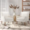 Ayran Wing Back Upholstered Accent Armchair with Solid Wood Leg (Set of 2)